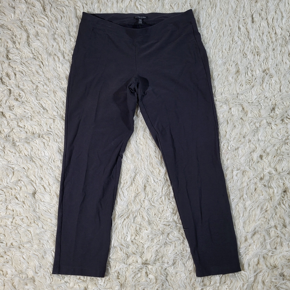Eileen Fisher Black Viscose Lycra Knit Leggings Pants Size Petite Medium